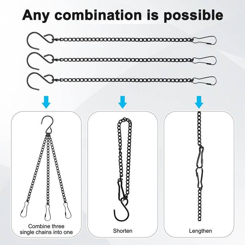 10Pcs 25cm/9.8in Hanging Chain with Hooks for Bird Feeder Planter Lantern, Black gallery