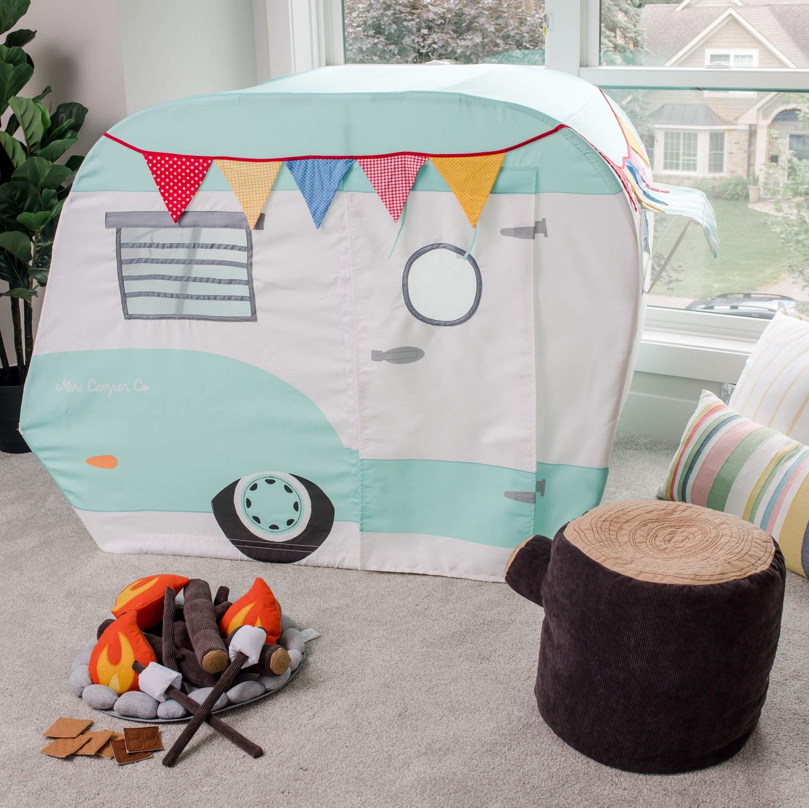 Tree Stump Stool Pouf for Ages 3+, Soft Polyester Seating for Playrooms and R... gallery