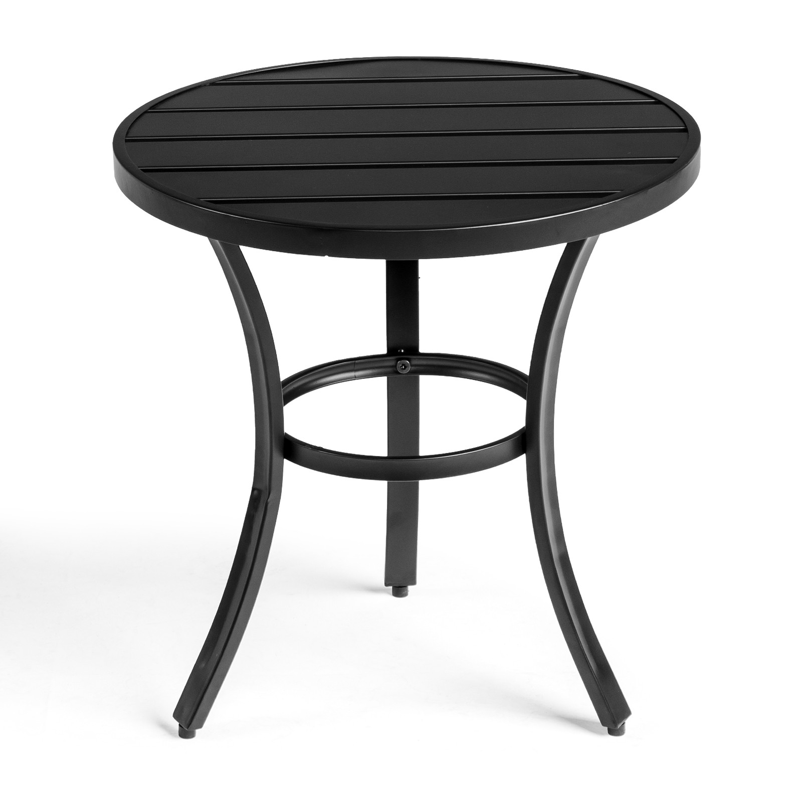 20in In/Outdoor Round Side Table, Small Metal Black Coffee Bistro Table gallery