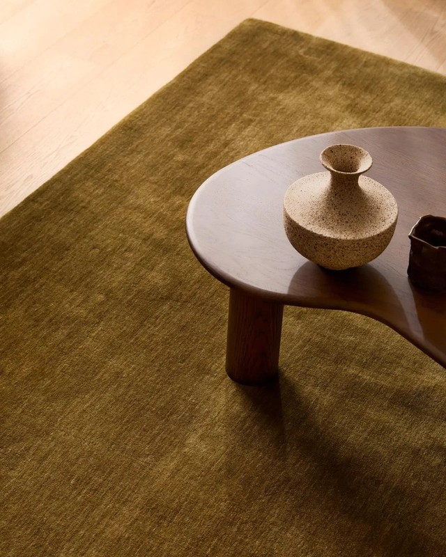 Hand Tufted Wool Area Rug | Solid Olive Green, Nordic Knots Home Decor 8x12 gallery