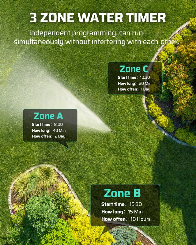 DEWENWILS Digital Sprinkler Timer, Outdoor Water Timer for Garden Hose,3 Zone gallery