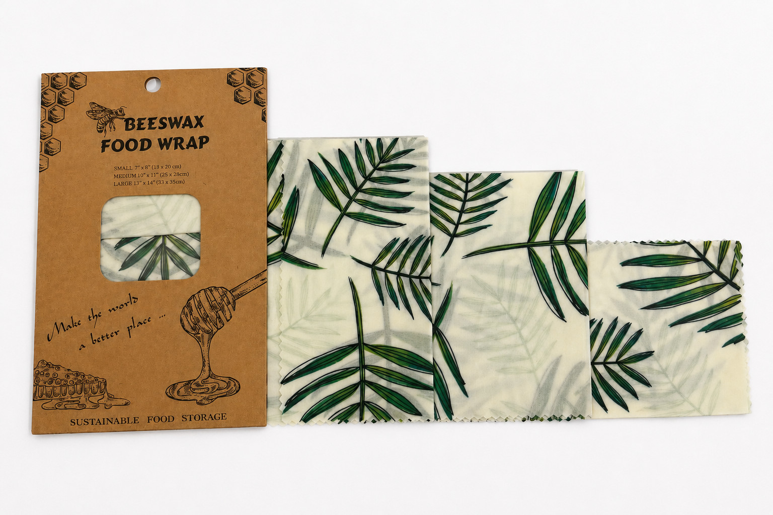 Reusable Beeswax Wrap - 3 Pack Eco-Friendly Beeswax Wraps For Food, Organic gallery
