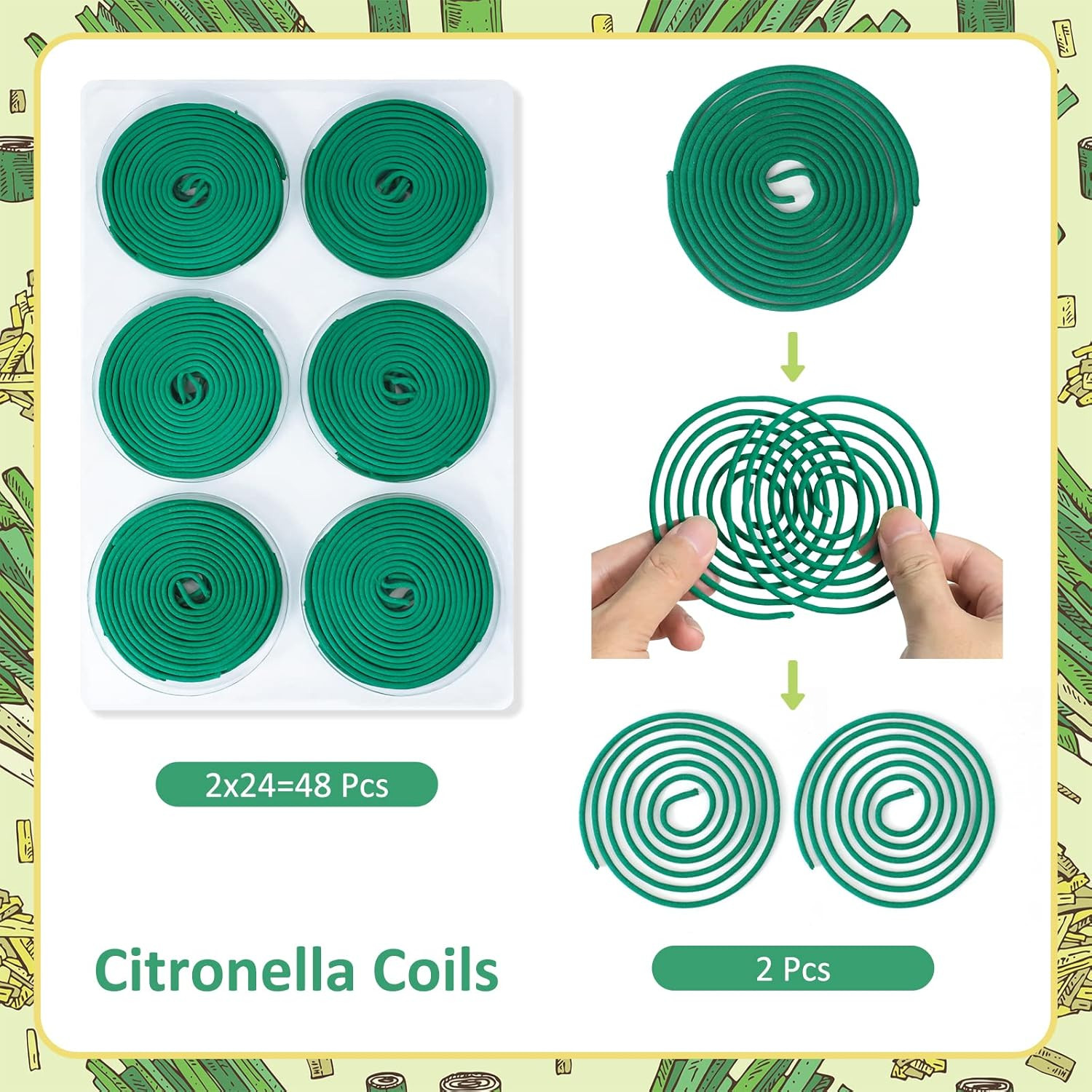 Citronella Coils 48 PCS Citronella Incense with Coil Holder Suitable for Outdo gallery