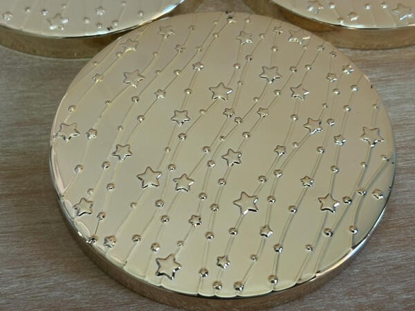 BATH & BODY WORKS CANDLE LIDS ONLY DECORATIVE RAISED SILVER STARS PATRIOTIC STAR gallery