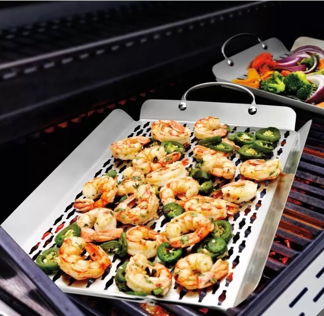 Linkfair Stainless Steel Grill Baskets Set of 2 (17.7 in & 13.8 in) New gallery