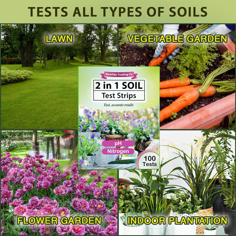 100 Soil Test Strips pH & Nitrogen Tester Kit Garden Lawn Plant Soil Test Kit gallery