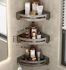 3 Tier Corner Shower Caddy Shelf Bathroom Wall Mounted Storage Rack Holder US