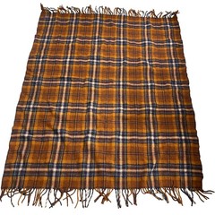 Pendleton Vintage Wool Motor Robe Throw Blanket Plaid Rust Orange Navy usa 58×48