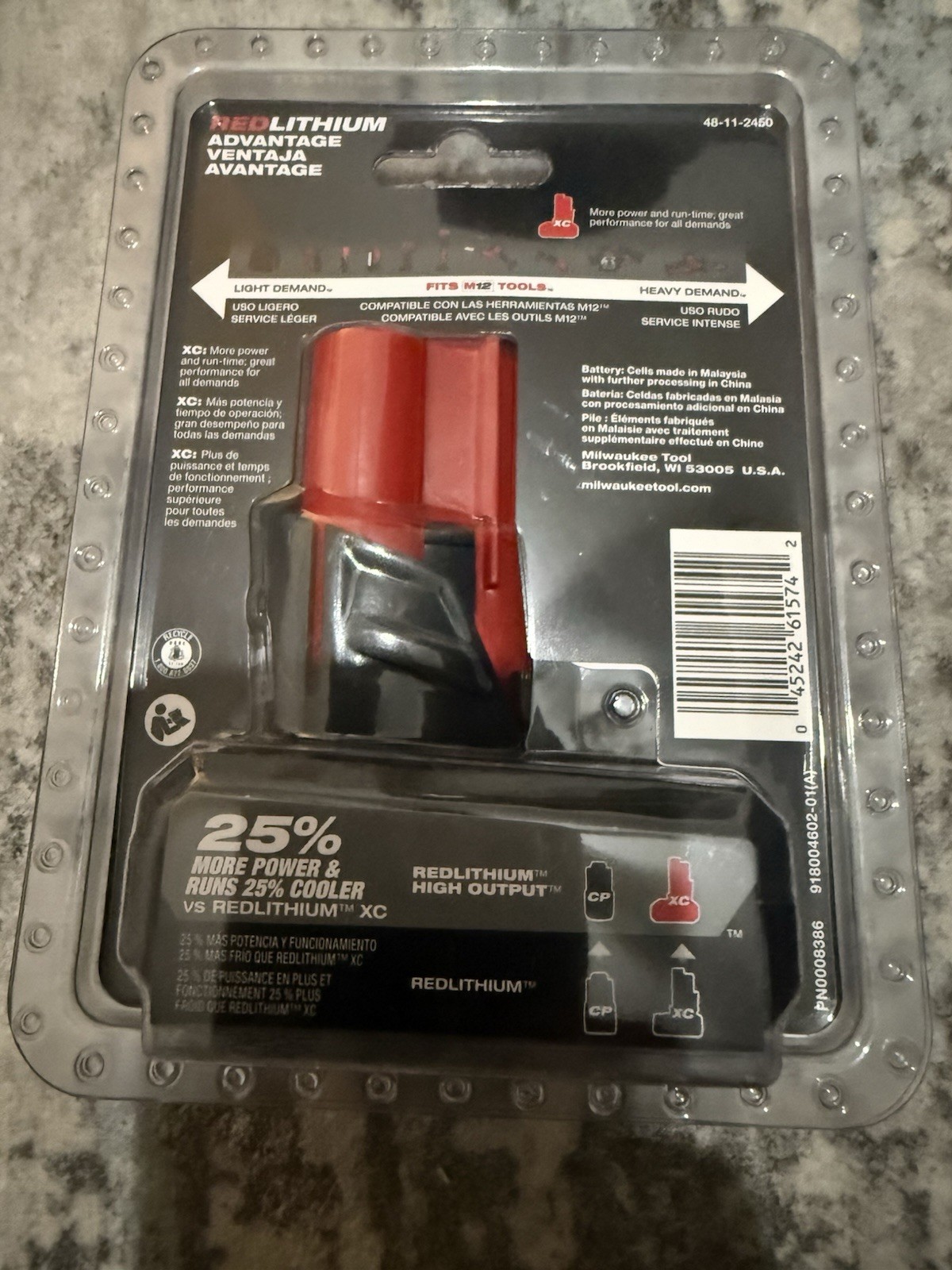 Milwaukee M12 REDLITHIUM HIGH OUTPUT XC5.0 12V Li-Ion Battery 5Ah Red 48-11-2450 gallery