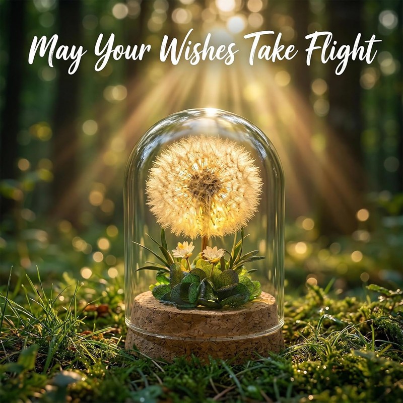 Natural Dandelion Preserved Eternal Flower Decor In Glass Dome Romantic Gift New gallery