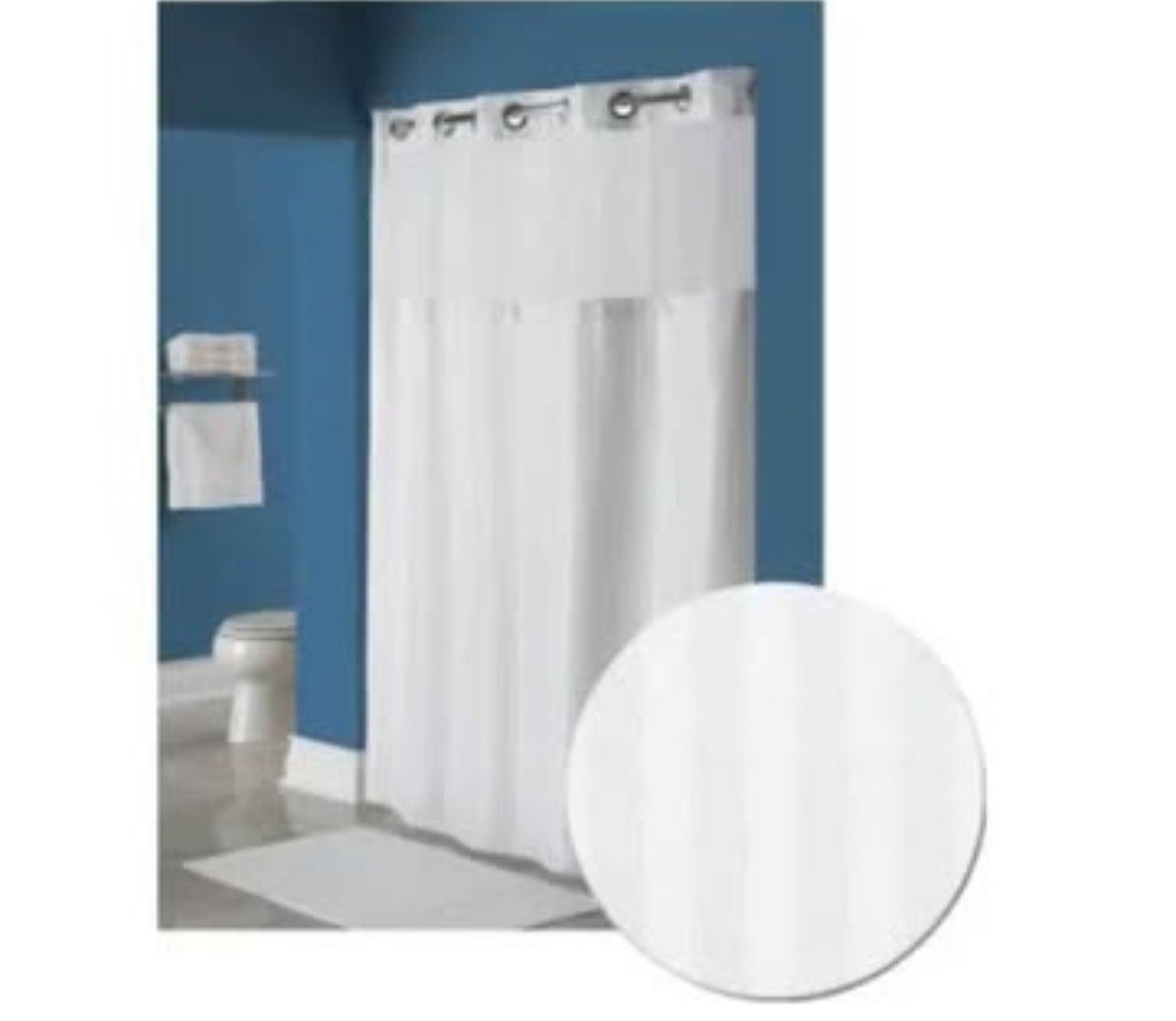 Focus Products Hookless 71 In X 77 In White Shower Curtain With Snap Liner gallery