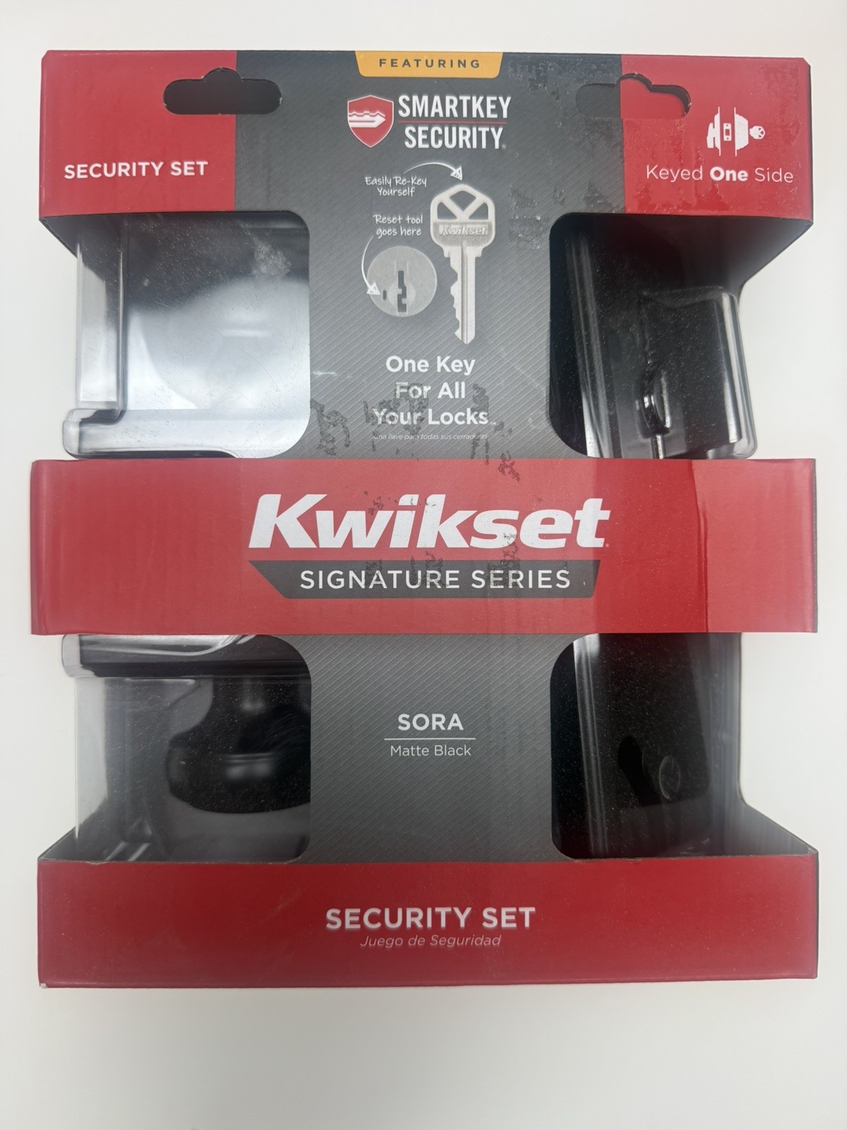 Kwikset Sora Matte Black Keyed Entry Door Knob & Deadbolt Combo Pack SmartKey gallery