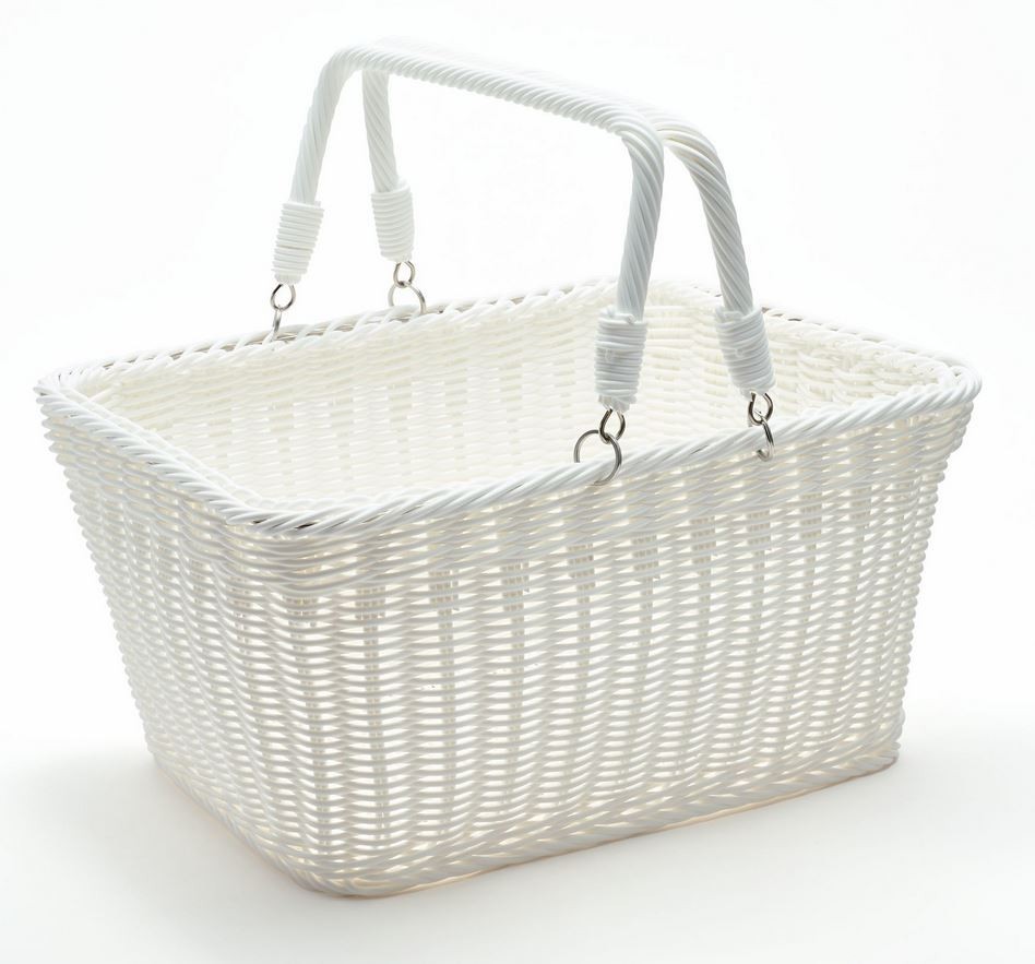 LocknLock Large Picnic Basket with Handles,Woven Polypropylene, WHITE, K313285