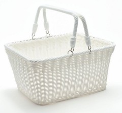 LocknLock Large Picnic Basket with Handles,Woven Polypropylene, WHITE, K313285