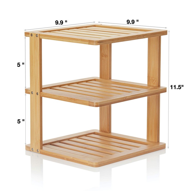 BERYLAND Bamboo Corner Shelf - 3 Tier 10 x 10 inch and 11.5 inches high. Kitc... gallery