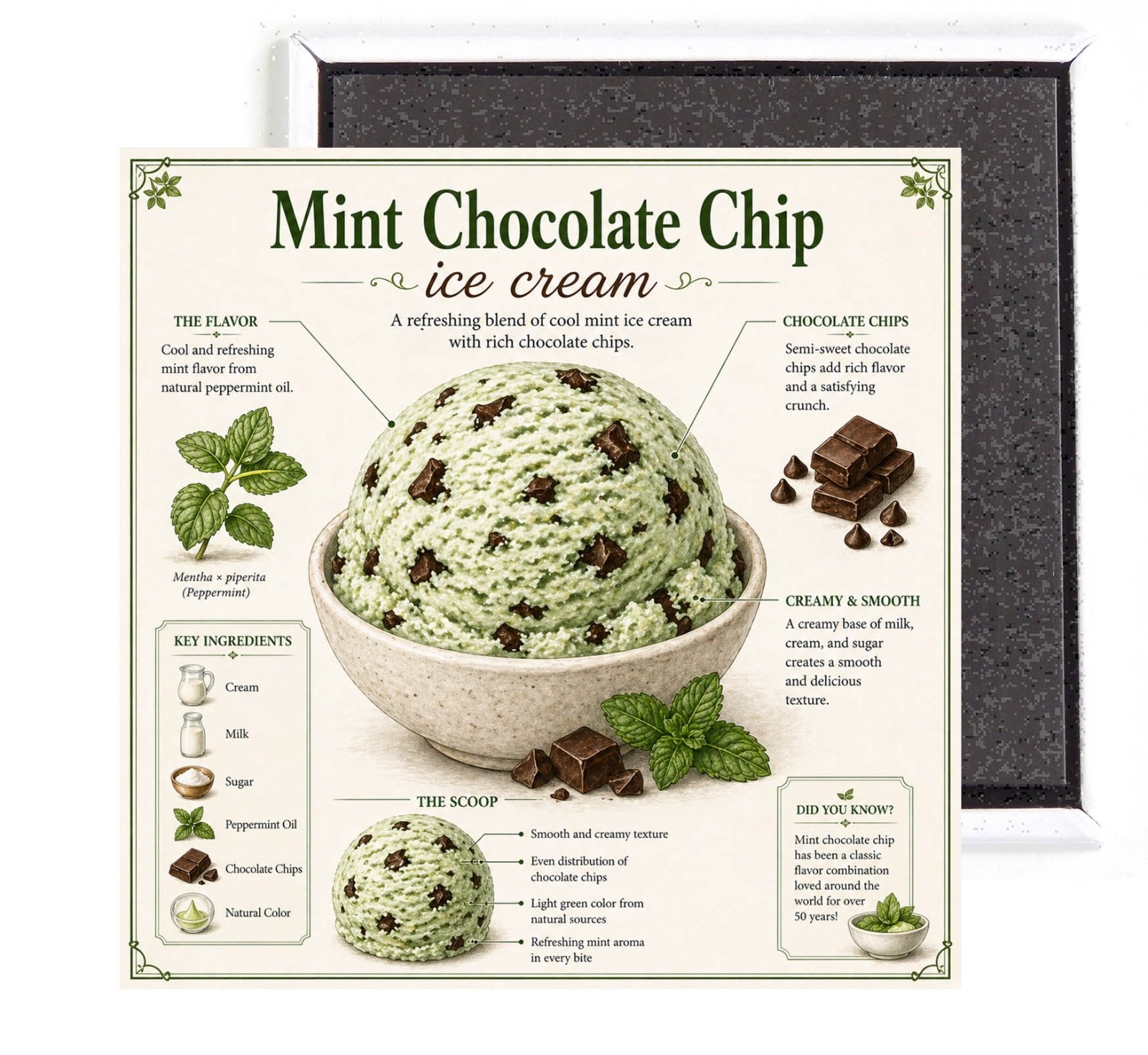 Mint Chocolate Chip Ice Cream FRIDGE MAGNET gallery