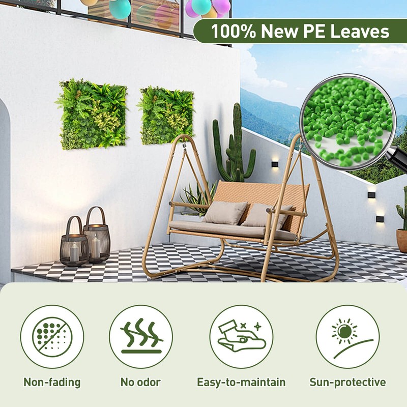 2 Pack Artificial Square Framed Foliage Wall Art w/11 Types of Mixed Faux Plants gallery