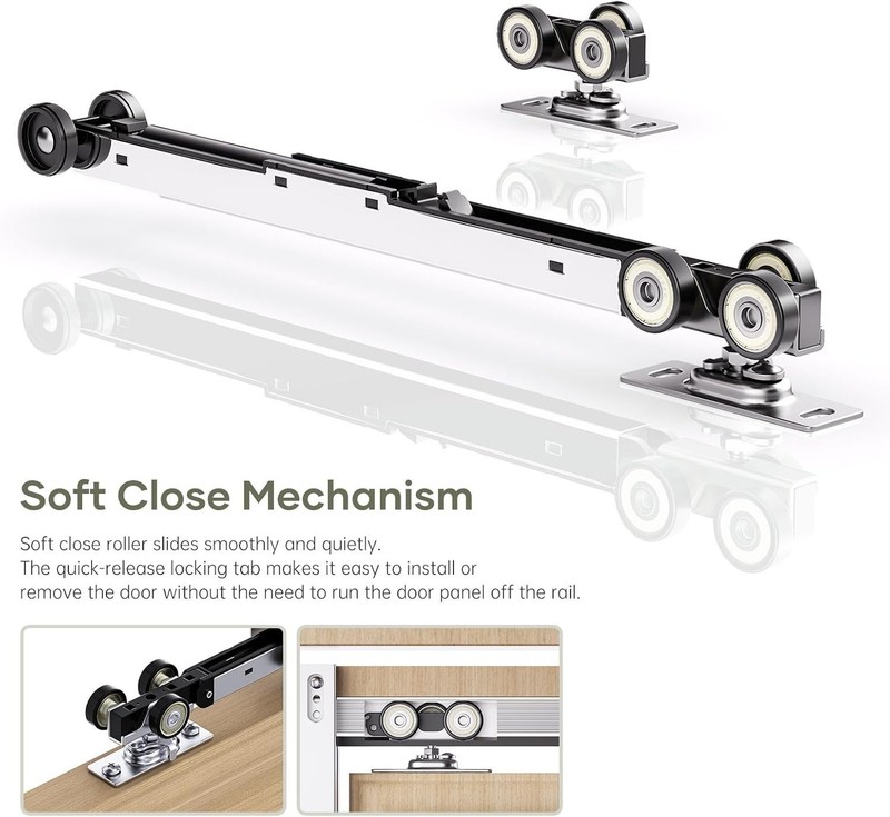 30x80in Pocket Door Frame Kit with Two-Way Soft Close Mechanism for 2X4 Studs Wa gallery