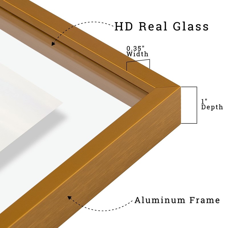 2 Pack 8x8 Bronze Metal Floating Picture Frame Real Glass Wall Tabletop Gallery gallery