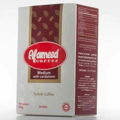 Al Ameed Medium Roast Turkish Coffee with Cardamom, Fresh & Finely Ground, 8oz