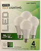 4 LED Light Bulbs, 75-Watt, Soft White,1050 Lumens, A19 Bulbs, Frosted Finish gallery