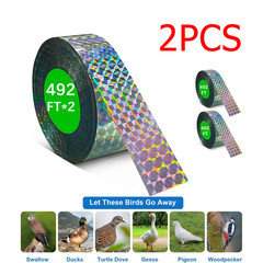 2 Pcs Double-Sided Reflective Bird Scare Tape Bird Deterrent Repellent Tape