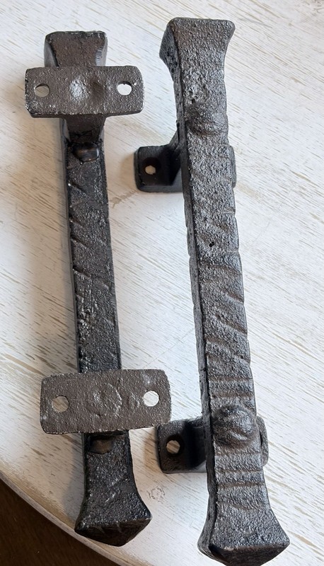 Antique Black Iron Door Handle Pulls Set of 2 for Barn or Shed Doors 9” gallery