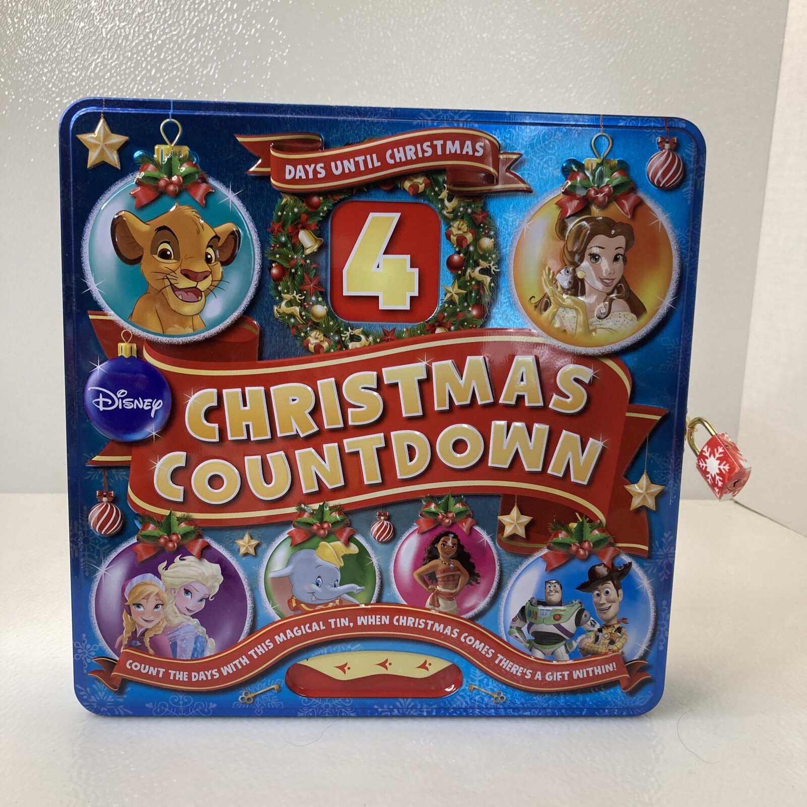 DISNEY Advent 7 Days Until Christmas Countdown BOOK Locking Tin Sticker NEW Gift gallery