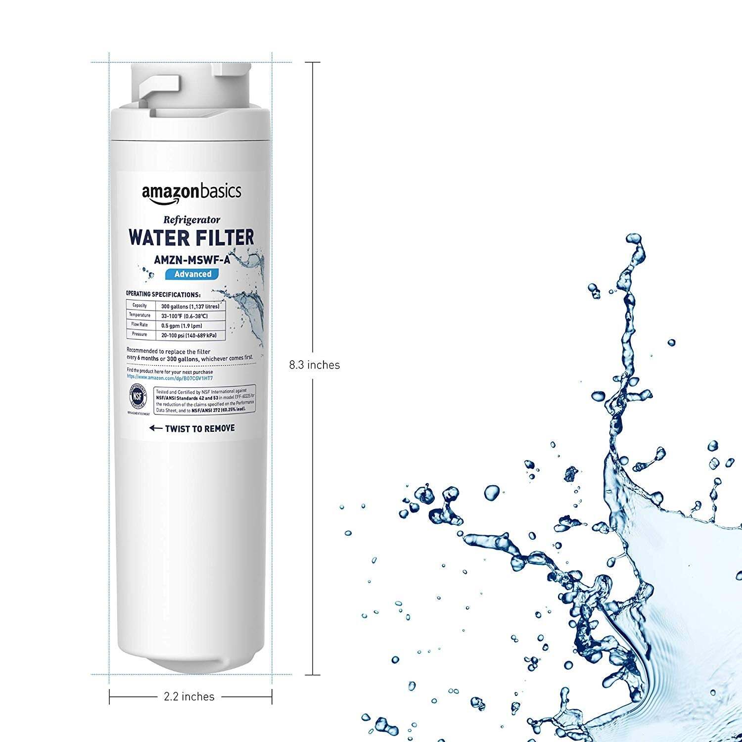 AmazonBasics Replacement for GE MSWF Refrigerator Water Filter- Advanced gallery