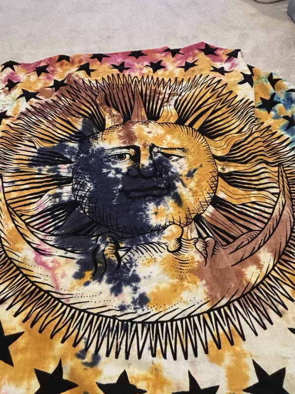 Celestial Tapestry 100% Cotton Sun Stars Made in India Hand Dyed Large Tie-dye gallery