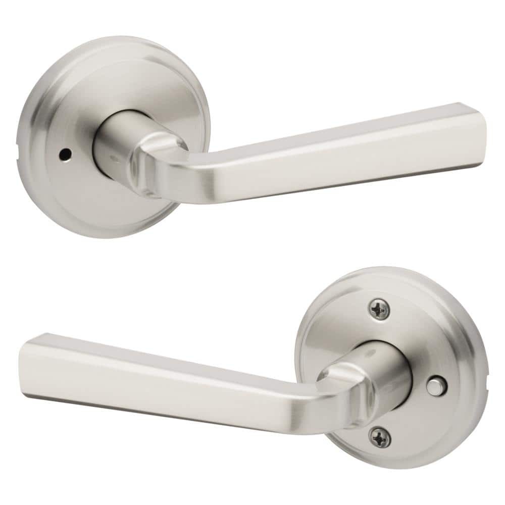 Kwikset Trafford Satin Nickel Reversible Round Straight Bed/Bath Door Handle gallery