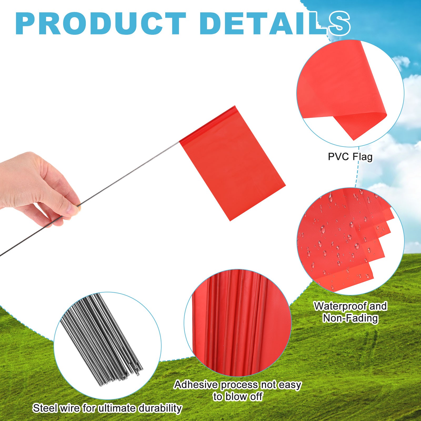 10-Pack 21x2.5x3.5 Inch Blank Marking Flags for Lawn/Yard/Irrigation [Red] gallery