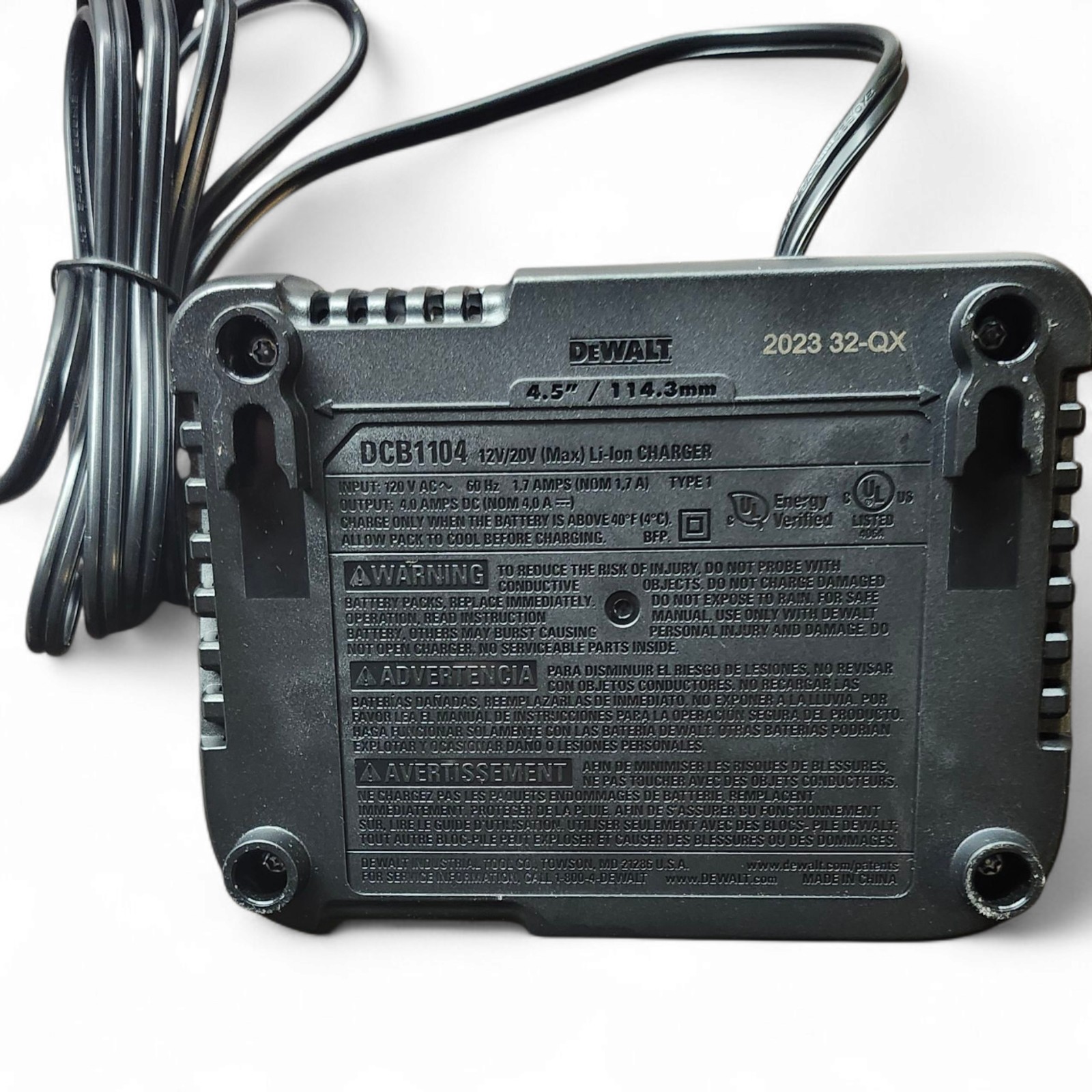 DEWALT DCB1104 12V & 20V Volt MAX Li-Ion 4 Amp Battery Charger - NEW O.B gallery