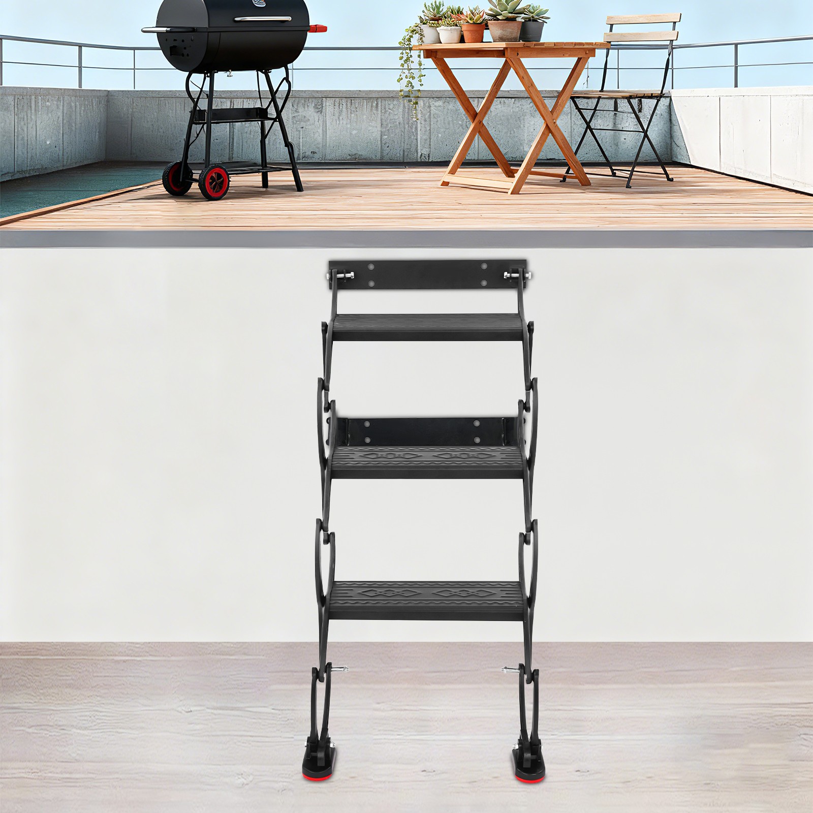 29.5" Ceiling Height Steel Attic Ladder Folding Retractable Pull-down Loft Stair gallery
