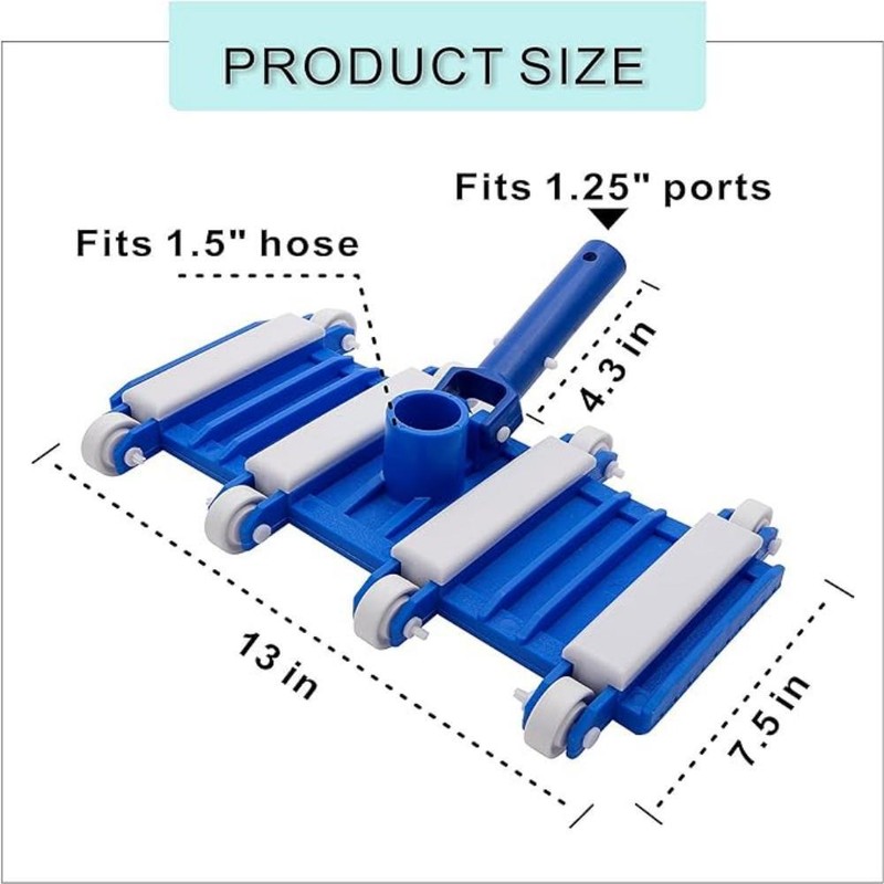 Flexible Pool Vacuum Head Rectangle Shape 14 Inch Heavy Duty with Wheel Brush gallery
