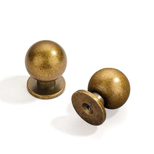 5 Pack 1 Inch (25mm) Diameter Round Solid Vintage Antique Brass Cabinet gallery