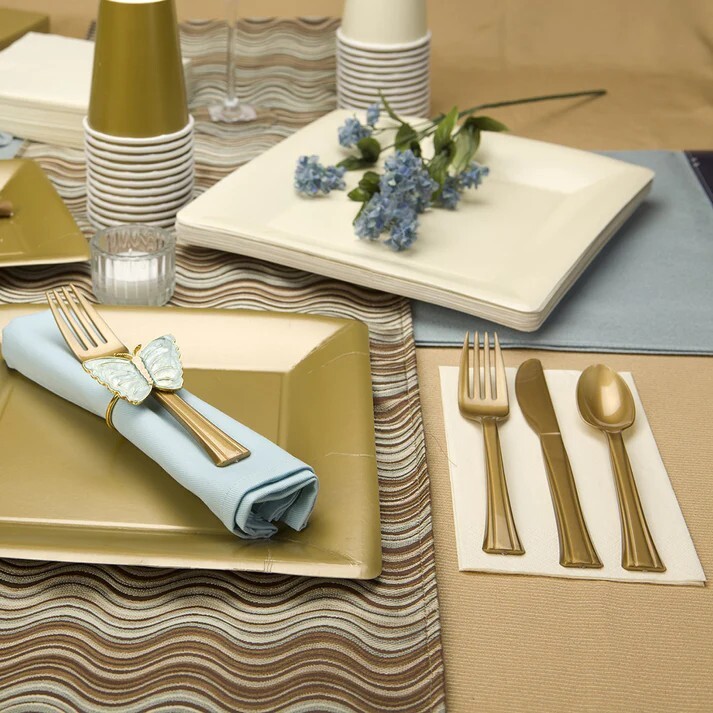 Gold Heavy weight Plastic Spoons 48 Pieces Tableware Decorations for Parties gallery