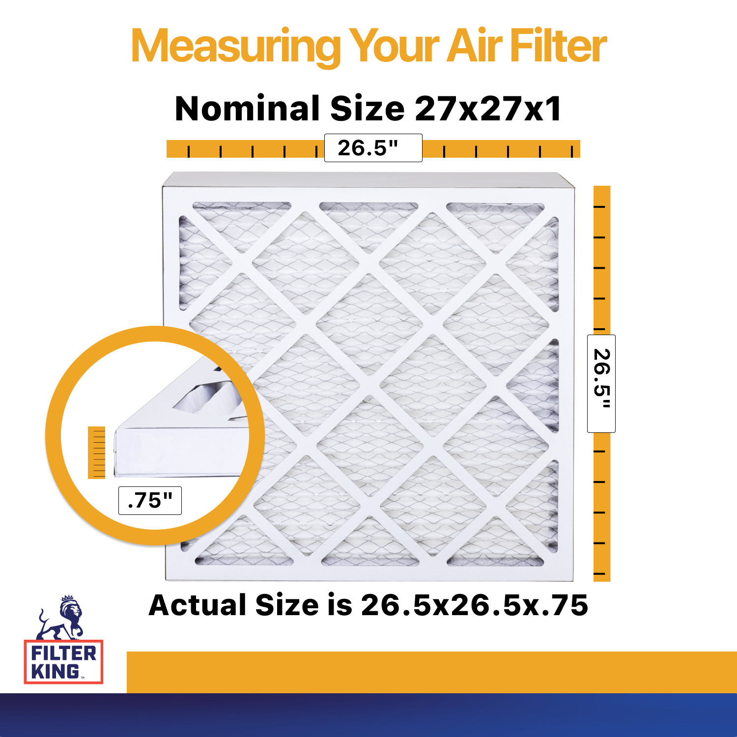 Filter King 27x27x1 Air Filter 4-PACK MERV 13 Actual Size 26.5 x 26.5 x .75" gallery