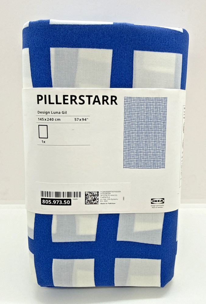IKEA PILLERSTARR Tablecloth, patterned/blue white, 57 x 94" water-repellent New