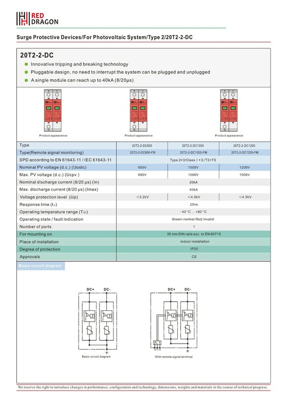 SPD Surge Protector Protective Device DC Photovoltaic 2P 1000V gallery