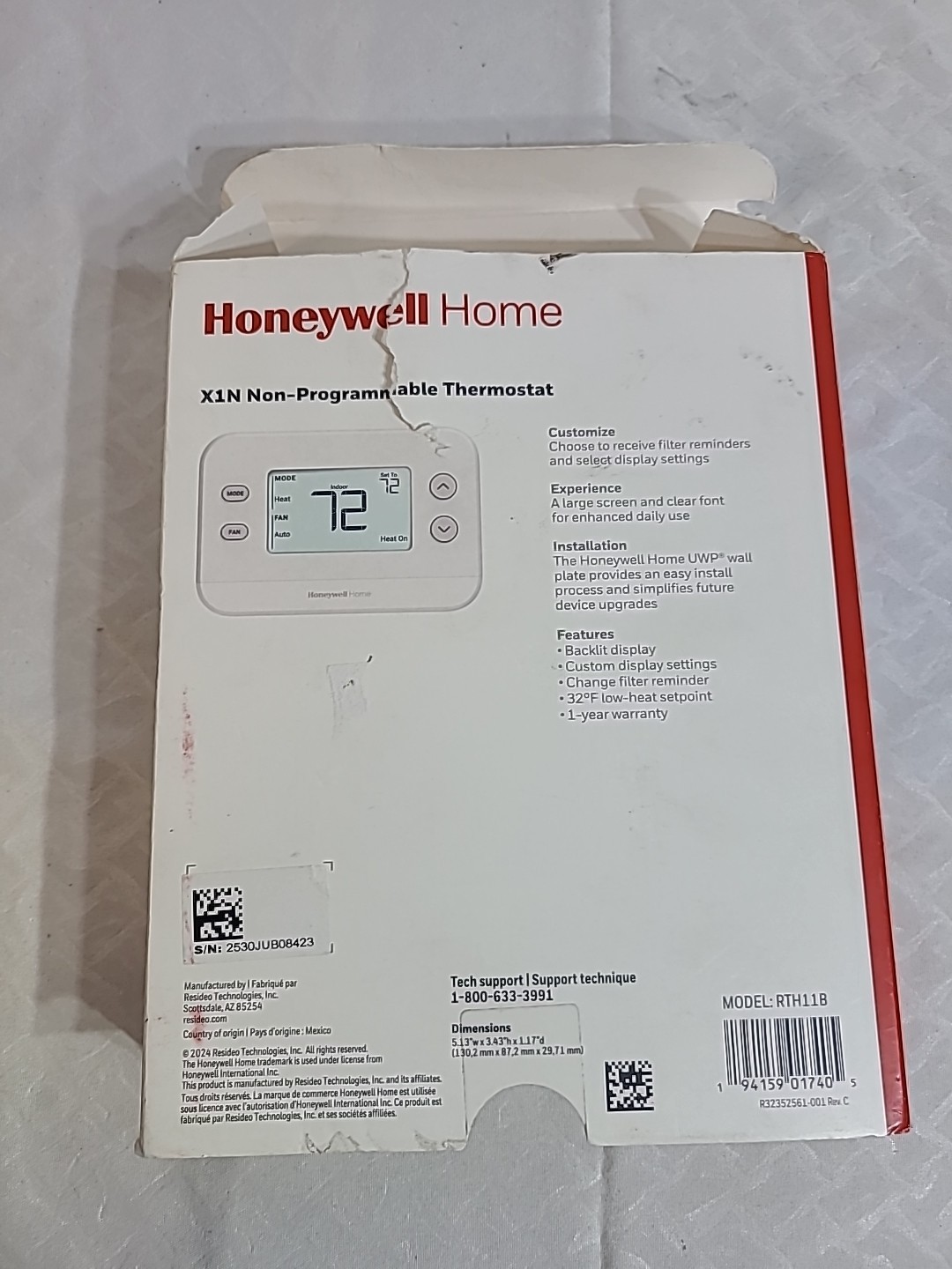HONEYWELL Home X1N Non-Programmable Thermostat Single-Stage 1-Heat/1-Cool gallery
