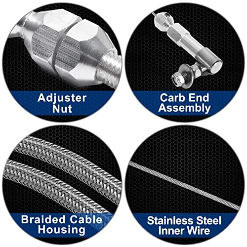 24" Universal Throttle Cable Stainless Steel Braided Covering Locking 24 inch gallery