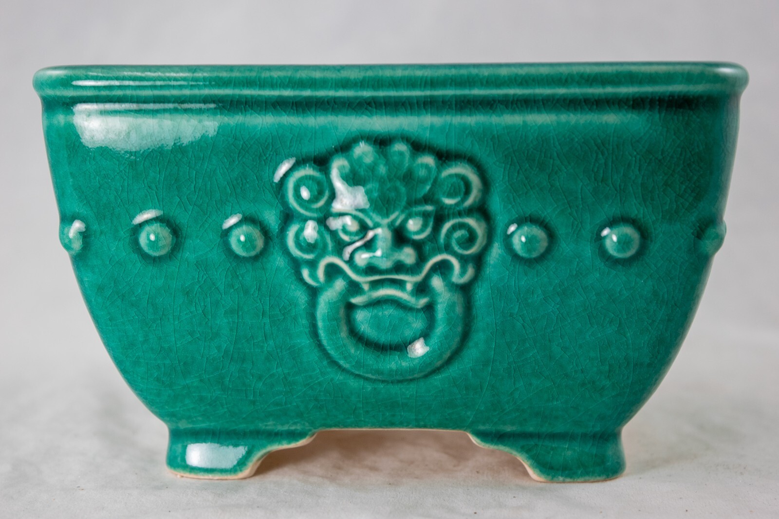 Fine Square Green Cactus & Succulent, Bonsai Pot + Mesh - 6.25"x 6.25"x 3.75" gallery