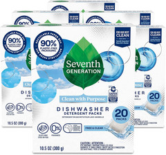 Seventh Generation Dishwasher Detergent Packs Free & Clear 20ct 6-Pack Bulk