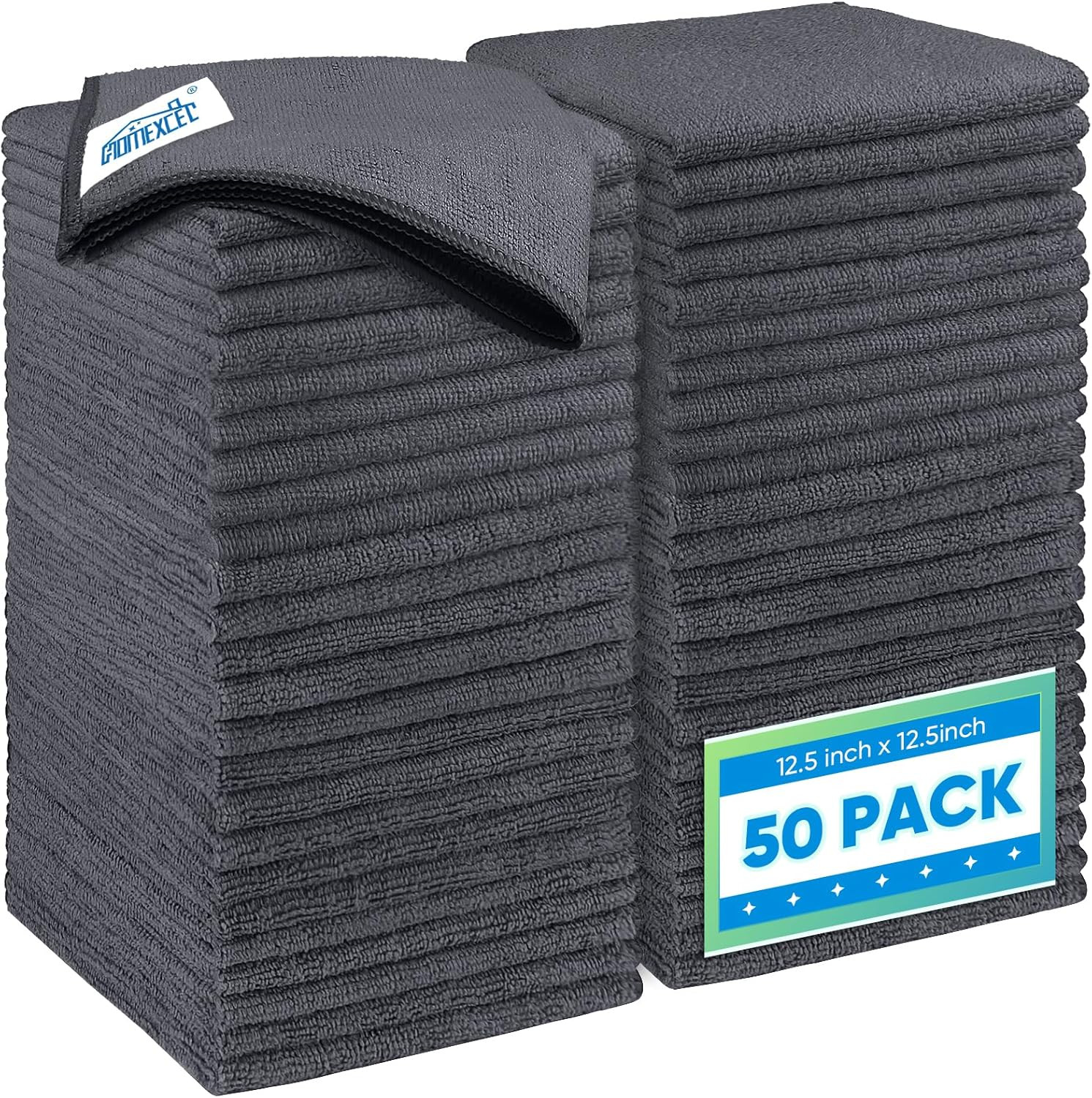 Grey Microfiber Cleaning Cloths 50 Pack 12 5 x 12 5 in for Car Kitchen Window gallery