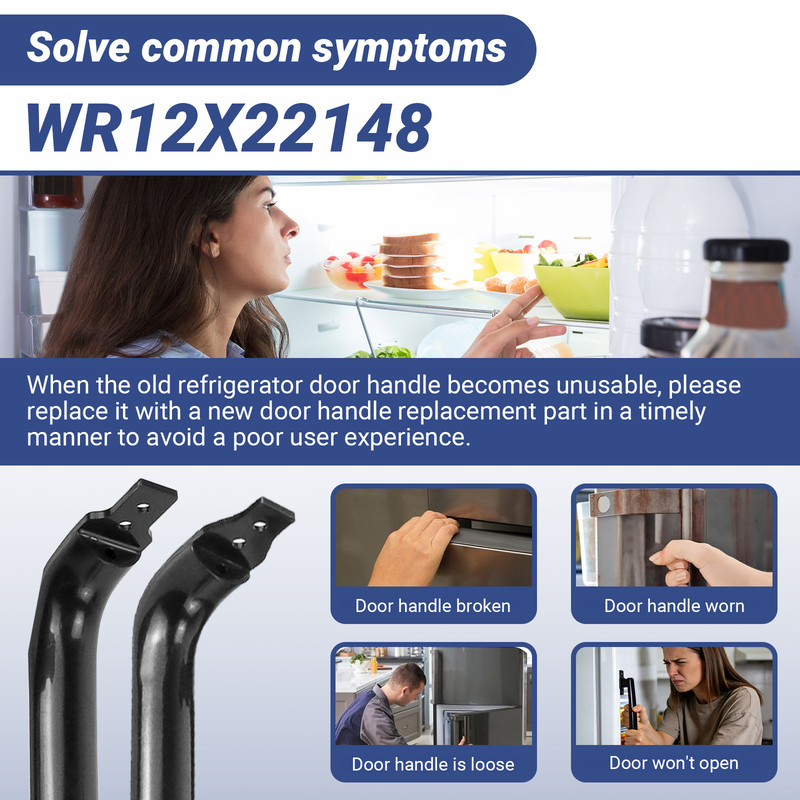 2 Pack WR12X22183 Black Refrigerator Door Handles Replace WR12X11008 WR12X11009 gallery