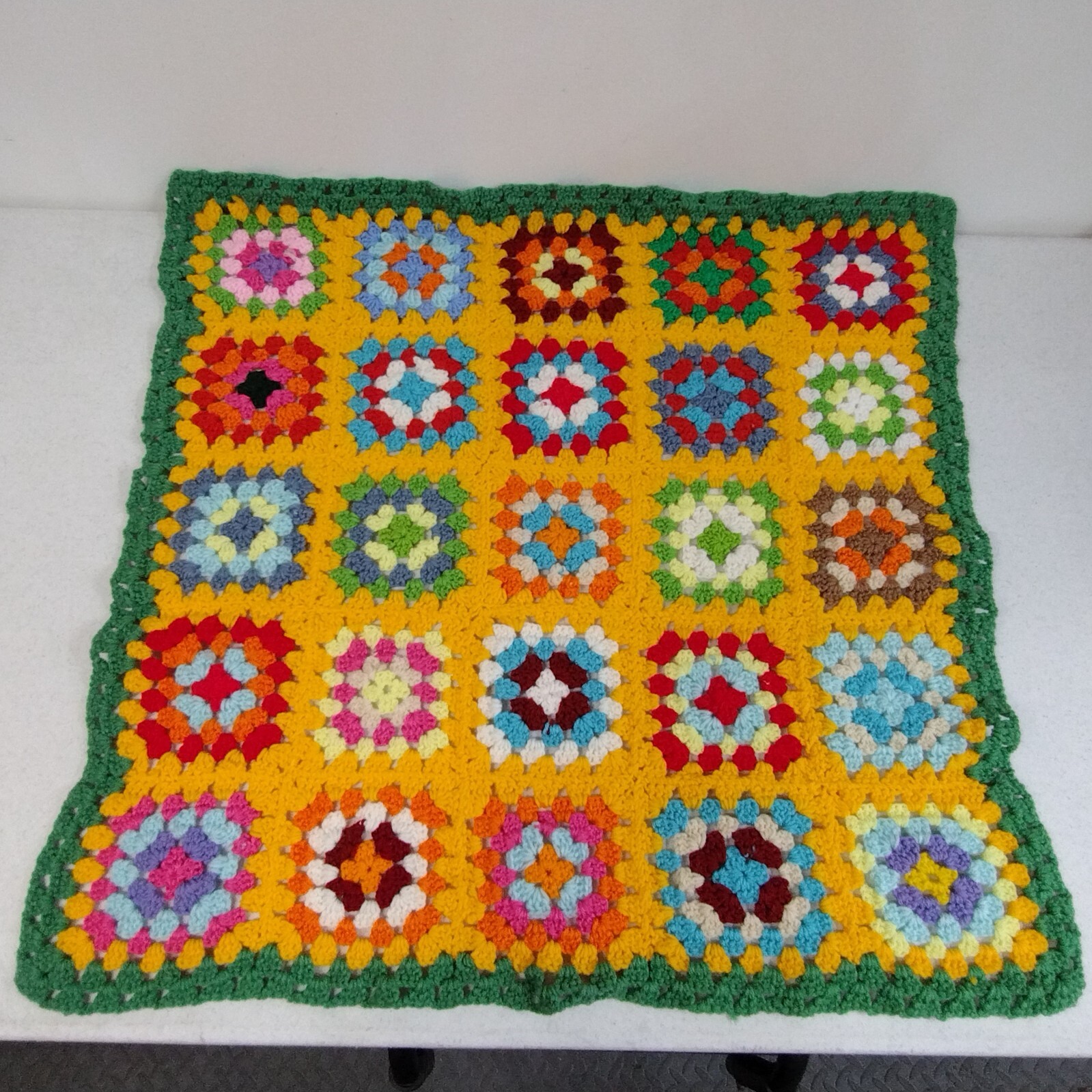 Afghan Multicolored Blanket Throw Crochet Granny Square Textured Homemade Chunky gallery