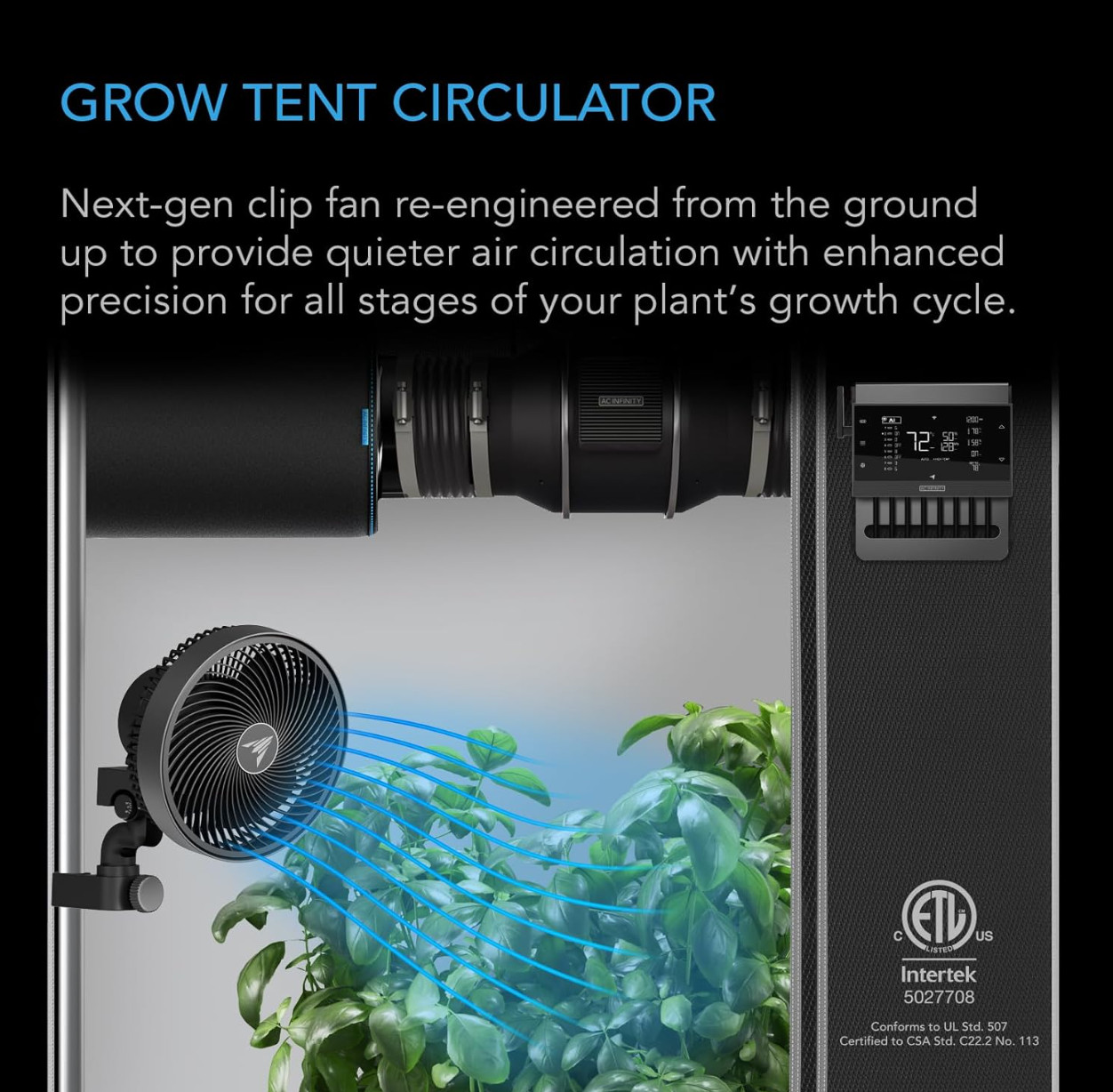 CLOUDRAY A6, Grow Tent Clip Fan 6”, Weatherproof IP-54, Manual Swivel gallery