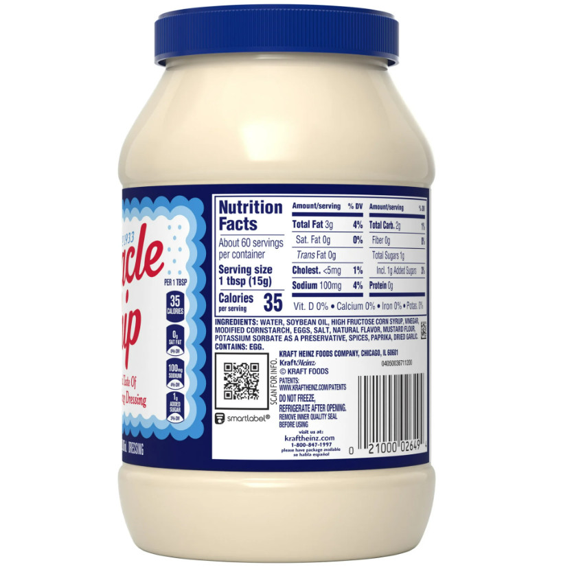 Miracle Whip Mayo-like Dressing, for a Keto and Low Carb Lifestyle, 30 fl oz Jar gallery