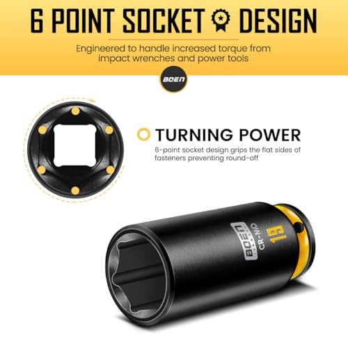 Pro 3/8" Drive Impact Socket Set, 43-Piece SAE(5/16"-3/4") & Metric(8-19mm) gallery